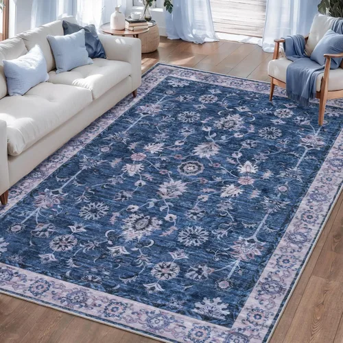 Miniatura 186 de Tangsoo Alfombra lavable para pasillo, antideslizante, 2 x 6 pies, estilo bohemio, floral, vintage, para entrada, suelo suave, para cocina, baño