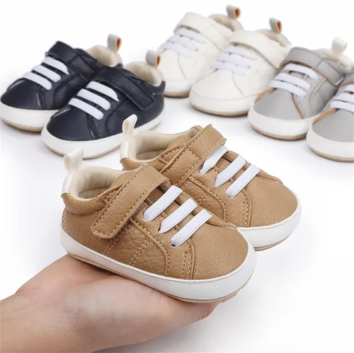 Miniatura 4 de SOFMUO Zapatos deportivos de piel sintética para bebés, niños y niñas, con suela de goma suave, mocasines Oxford para recién nacidos