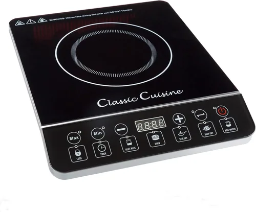 Placa de cocción de inducción – Estufa eléctrica multifuncional de 1800 W – Placa caliente con herramientas de seguridad integradas y 10 ajustes de