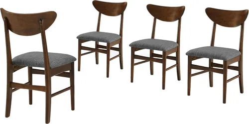 Miniatura 10 de Crosley Furniture Landon - Juego de 4 sillas de comedor de madera modernas de mediados de siglo con asiento tapizado, silla de cocina, bellota