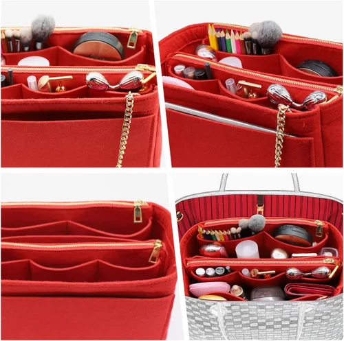 Miniatura 6 de Bolsa organizadora de fieltro 3 en 1 con soporte para botellas, A-ROJO, M