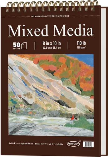 Miniatura 11 de Cuaderno de bocetos para medios mixtos de 9" x 12" - Cuaderno de bocetos multimedia de tapa dura, encuadernado en espiral, 60 hojas de papel