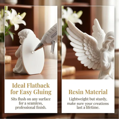 Miniatura 4 de EXCEART 60 piezas de figuras de ángel en miniatura, mini estatua de ángel, adornos de resina, cuentas planas para bricolaje, álbumes de recortes