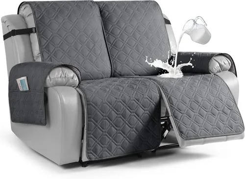 Miniatura 26 de VANSOFY Funda impermeable para sofá reclinable, lavable, funda para sofá reclinable de 1 pieza, protector de muebles con correas elásticas, bolsillo