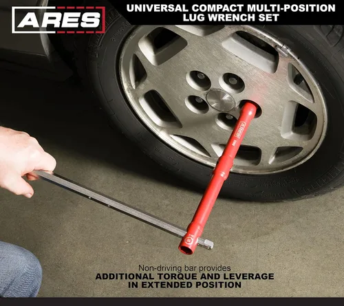 Miniatura 5 de ARES 57000 – Juego de llave de tuerca universal de 26 pulgadas con múltiples posiciones - Puntas de enchufe de 17 mm, 19 mm y 21 mm – Extremo