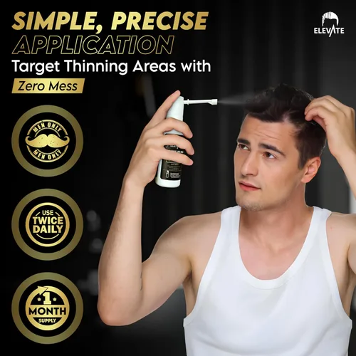 Miniatura 6 de Elevate Tratamiento de crecimiento del cabello 5% Minoxidil Spray para hombres – Fórmula clínicamente probada de rápida absorción para pérdida
