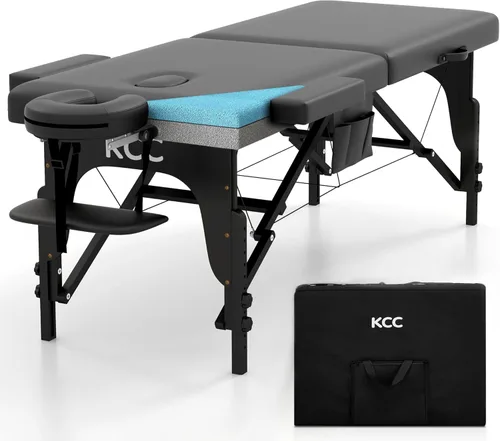 Miniatura 9 de KCC Mesa de Masaje Portátil de Espuma Viscoelástica, Cama de Tatuajes Plegable para Pestañas, Altura Ajustable, 28 Pulgadas de Ancho, Accesorios