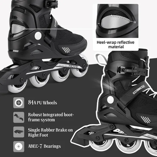 Miniatura 4 de Patín en línea de fitness para hombres adultos, cuchillas de calle al aire libre para adultos, patines de fitness profesionales, negro, tamaño 5-12