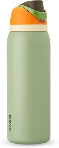 Miniatura 12 de Owala FreeSip - Botella de agua aislada de acero inoxidable con popote, botella de agua deportiva sin BPA, ideal para viajes, 32 onzas, verde putting