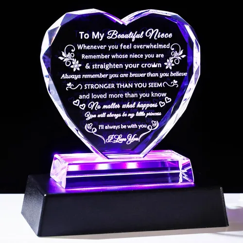 Miniatura 12 de YWHL Regalos de cumpleaños para mejor amiga con base LED, regalo de mejor amiga para mujeres, corazón de cristal, amistad, regalos BFF para mujeres