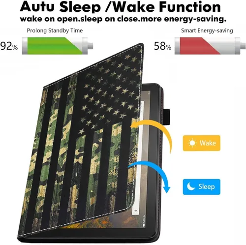Miniatura 3 de Funda para tablet Amazon Kindle Fire HD 10 de 10.1" (9ª/7ª generación, versión 2019/2017) – Funda de piel sintética con función de encendido