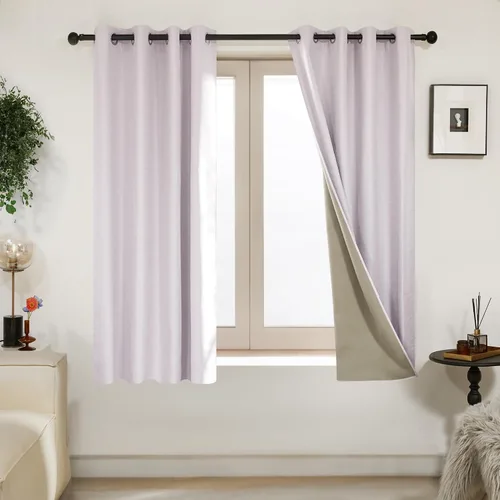 Miniatura 8 de Deconovo Cortinas 100% opacas, cortinas de sala de estar, cortinas opacas para dormitorio, 2 paneles, caramelo jacquard, 52 x 63 pulgadas
