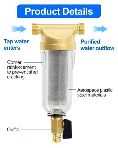 Miniatura 5 de Filtro de agua para toda la casa, sistema de prefiltro de sedimentos giratorios de 40 micrones, MNPT de 3/4", latón resistente sin BPA