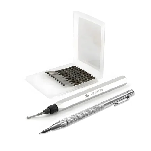 Miniatura 6 de AFA Tooling - Herramienta de desbarbado con 11 cuchillas giratorias de acero de alta velocidad M2 - Funciona en metal, resina, tubos de PVC, cobre