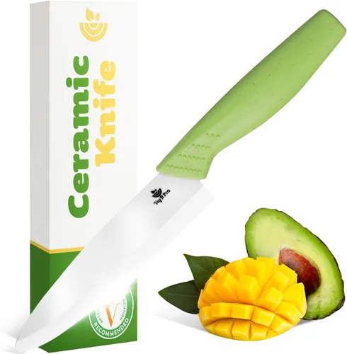 Cuchillo de cerámica duradero para cortar verduras y frutas, cuchillo de chef de cerámica profesional y no reactivo de 4 pulgadas para corte limpio,