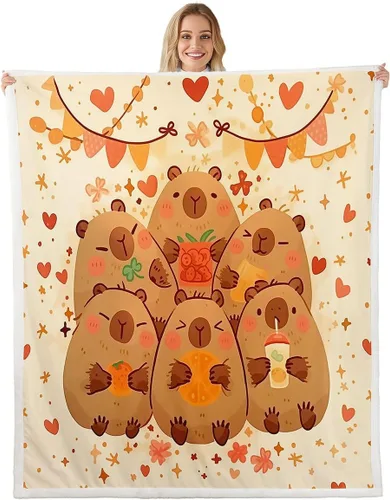Miniatura 28 de Erosebridal Funny Capybaras Blanket Capybara Lover Gifts Cute Fleece Blanket for Kids Girls Boys, Capybara Decorations Blankets 40"x50", Kawaii