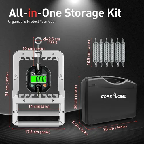 Miniatura 4 de Probador y entrenador de fuerza de agarre 2 en 1, dinamómetro digital de 330.7 lbs/330 libras con niveles de resistencia ajustables, pantalla LCD