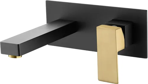Miniatura 9 de SUMERAIN Grifo de lavabo de baño de montaje en pared negro mate, grifo para lavabo/vasija, válvula de latón de instalación preliminar incluida