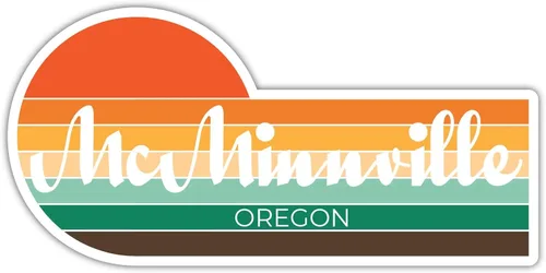 McMinnville Oregon - Pegatina retro vintage de 4 x 2.25 pulgadas, diseño estético de Sunset City 70