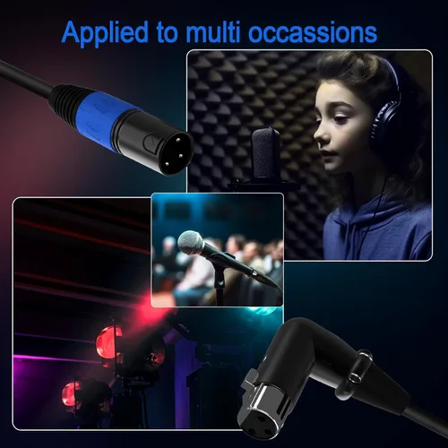 Miniatura 8 de LanSenSu Cable de enchufe XLR en ángulo recto XLR a recto, cable equilibrado de 90 grados hembra a macho recto de 3 pines a 3 pines