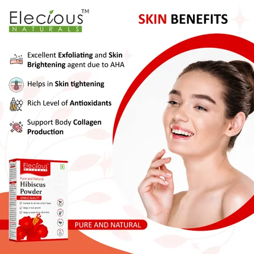 Miniatura 4 de Elecious Polvo de hibisco para el crecimiento del cabello, la cara y la piel brillante de la piel ideal para preparar paquete de cabello, aceite