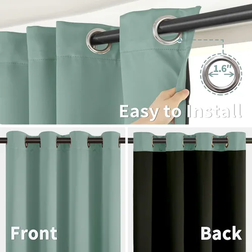 Miniatura 7 de BGment - Cortinas con aislamiento térmico para habitación, 100 % opacas, con forro negro, cortina de doble capa con ojales, reduce el ruido