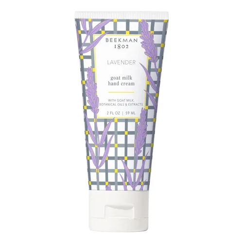 Beekman 1802 Crema de manos de leche de cabra – Lavanda – Perfumada – 2 oz – Loción hidratante de manos para piel seca – No grasa – Seguro para la