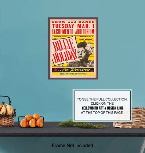 Miniatura 7 de Arte de pared de Billie Holiday - Póster de Billy Holiday - Carteles vintage de concierto de 8x10 - Arte de pared afroamericano - Regalos de músico