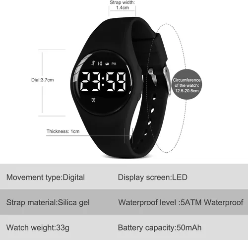 Miniatura 6 de NN BEN NEVIS Reloj digital para niños y niñas, reloj deportivo con rastreador de fitness, reloj despertador, cronómetro, sin aplicación y resistente