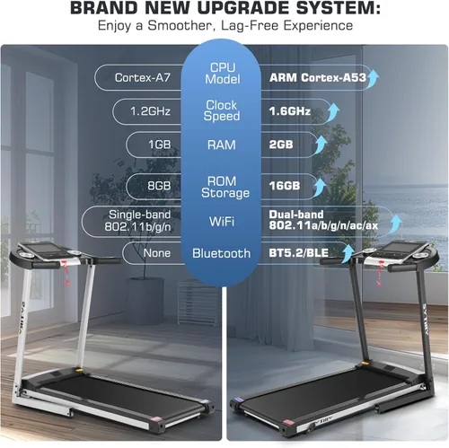 Miniatura 5 de Cintas de correr inclinadas para el hogar con pantalla de TV y WiFi, caminadora Walking Pad inteligente de 3.5 HP con inclinación, máquina de correr