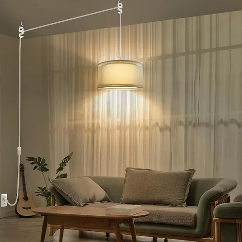Miniatura 3 de Lámpara Colgante Enchufable, Luces Colgantes con Cable Blanco de 15 Pies con Cable Enchufable, Luz Colgante con Interruptor de Encendido/Apagado