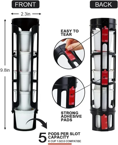 Miniatura 2 de Soporte para cápsulas de café K-Cup para Keurig, organizador de almacenamiento de montaje lateral, perfecto para mostradores pequeños