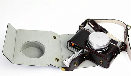 Miniatura 6 de Funda X100, hecha a mano de piel sintética para cámara de cuerpo completo para Fujifilm Fuji X100 X100S X100T versión de apertura inferior + correa