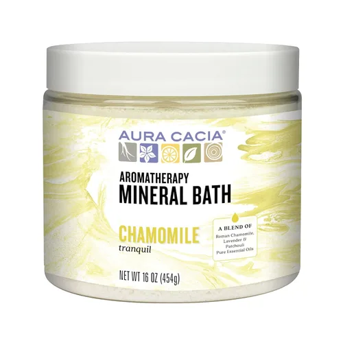 Aura Cacia Baño mineral de aromaterapia de manzanilla Tranquil | Tarro de 16 onzas