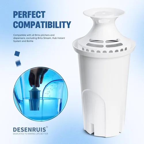 Miniatura 3 de Filtro de agua de repuesto compatible con jarras y dispensadores de agua Brita, de DESENRUIS para Classic 35557, OB03, Mavea 107007, reduce cloro