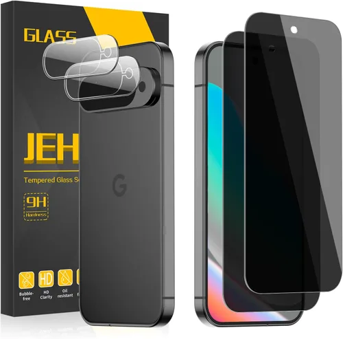 Paquete de 2 + 2 protectores de pantalla de privacidad para Google Pixel 10 con 2 protectores de lente de cámara, vidrio templado de dureza 9H,