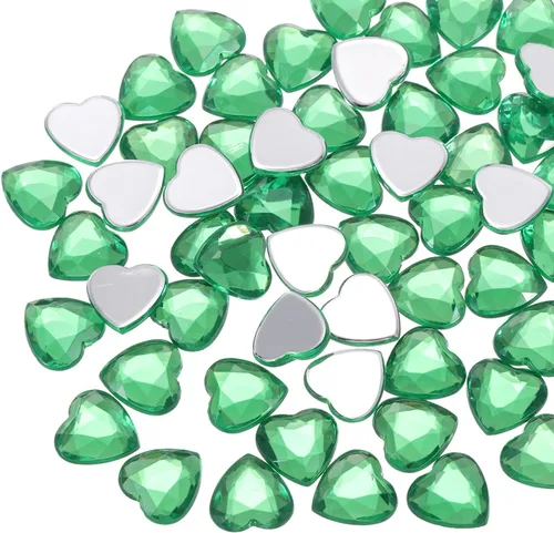 Miniatura 36 de MECCANIXITY 60 calcomanías acrílicas de diamantes de imitación de corazón de 0.315 in con parte trasera plana, gemas de plástico para manualidades