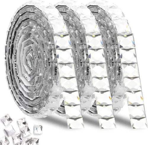 FULZTEY Cintas de diamantes de imitación con brillo, 270 piezas de cinta de cristal de vidrio para manualidades DIY, cinta adhesiva de diamantes de