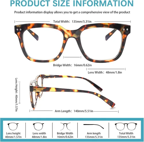 Miniatura 4 de Gafas de lectura progresivas multifocales para mujeres y hombres, paquete de 4, con bisagras de resorte, cuadradas, para computadora, filtros