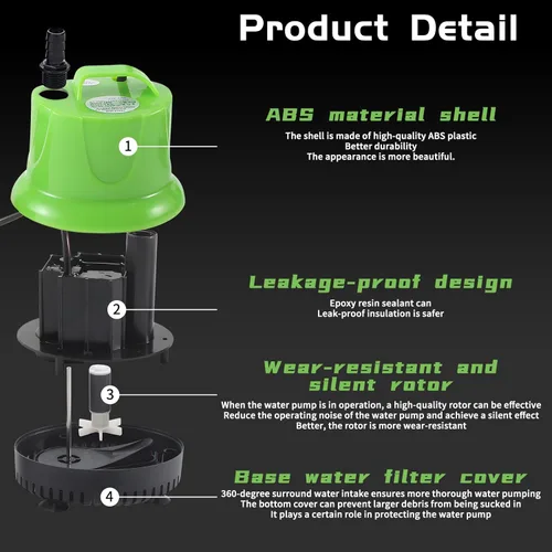 Miniatura 3 de Bomba de agua sumergible de 25 W para acuario, estanque, drenaje de piscina, tanque de peces, pequeña bomba de cambio de agua, mini bomba