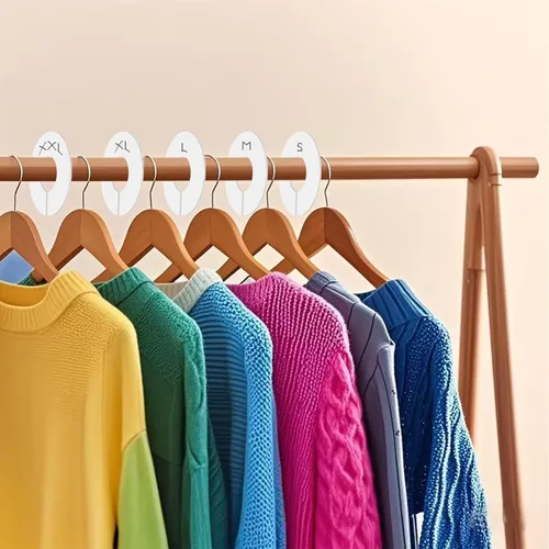 Miniatura 6 de Paquete de 10 separadores de armario para colgar ropa, organizadores de armario de plástico duradero, perfectos para barras de armario, estantes