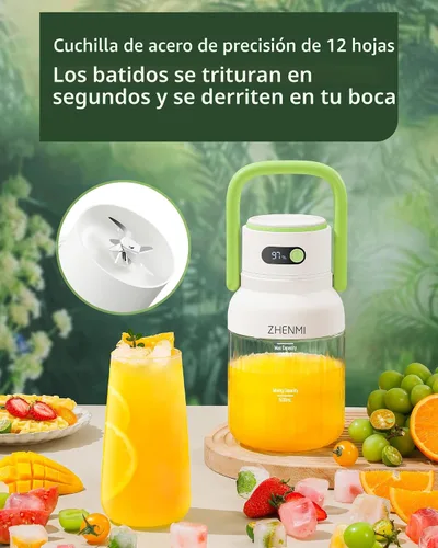 Miniatura 3 de Licuadora portátil, licuadora personal para batidos y licuados, sin cable, recipiente de 33 onzas libre de BPA, tapa a prueba de fugas con pico