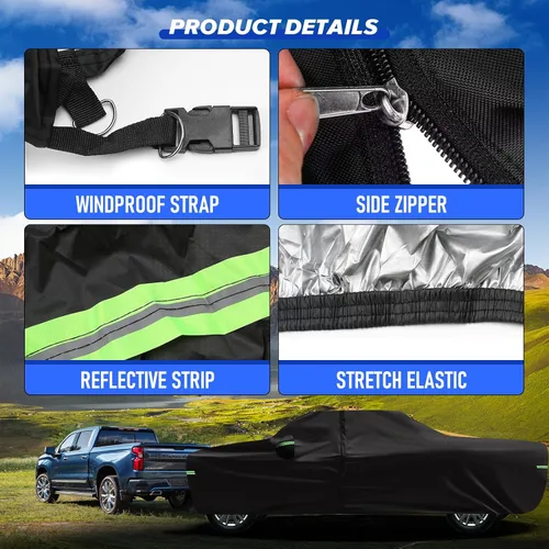 Miniatura 5 de Cubierta de protección para todo tipo de clima, Compatible con Chevrolet Silverado 1500 2018-2023, cubierta de auto completa profesional de 6 capas