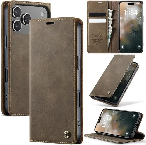 Miniatura 41 de Funda tipo cartera para iPhone 13 de piel tipo cartera con tarjetero y función atril, cierre magnético, bloqueo RFID, TPU a prueba de golpes