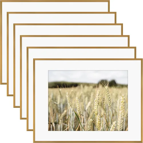 Miniatura 60 de Golden State Art, juego de marcos para pared de galería de 6 - Marcos de aluminio negro de 5x7 con alfombrilla para fotos de 4x6 - Marco de metal