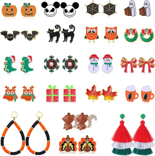 20 pares de aretes hipoalergénicos para el Día de la Madre, Día de San Patricio, Pascua, a granel, para mujeres, trébol, trébol, sombrero verde,