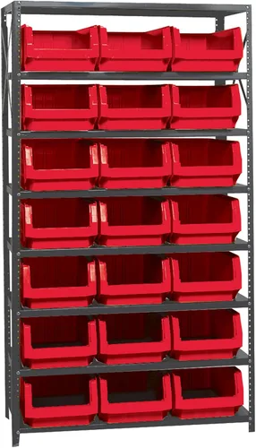 Miniatura 200 de Quantum QSBU-245BK Heavy Duty Shelving Unit with (7) Shelves and (24) QUS245 Black Bins for Garage Warehouse Storage Distribution 400 lb Load