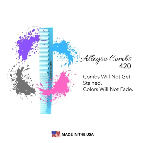Miniatura 4 de Allegro Combs Peines de corte para peluqueros 420, peine para barba, bigote, para hombres, mujeres, niños pequeños, trenzados, separación del Azul