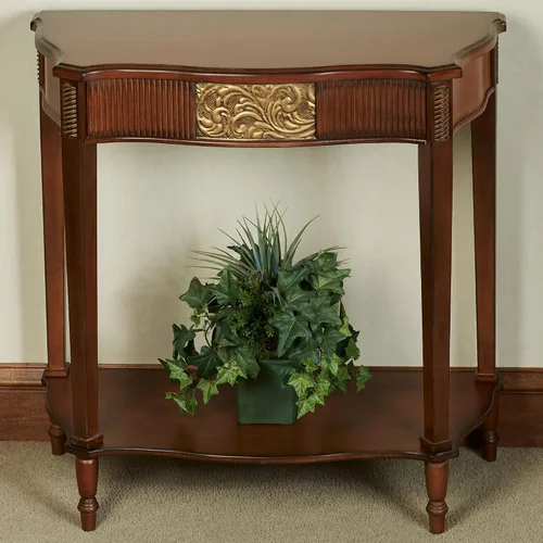 Miniatura 2 de Touch of Class Sarantino - Mesa consola de madera – Cereza natural con detalles dorados envejecidos – Muebles tradicionales decorativos Regal