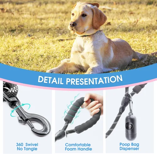 Miniatura 3 de BAAPET Correa para perro de 2/4/5/6 pies con cómodo mango acolchado e hilos altamente reflectantes para perros pequeños, medianos y grandes